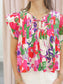 Miranda Floral Pintuck Front Tie Blouse