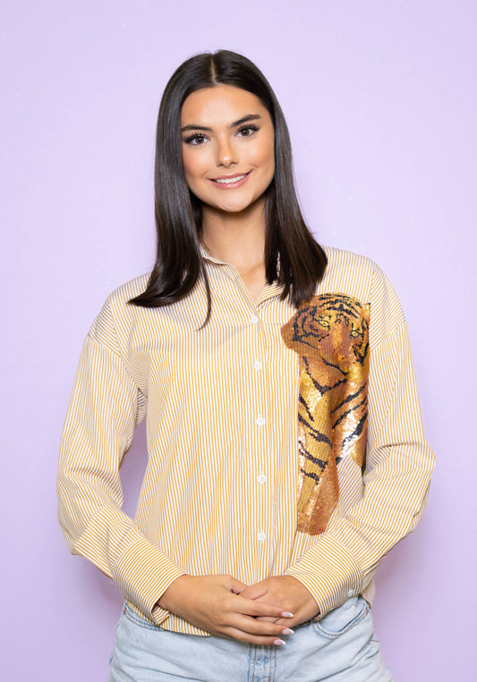 Hadlie Button Down Sequin Shirt