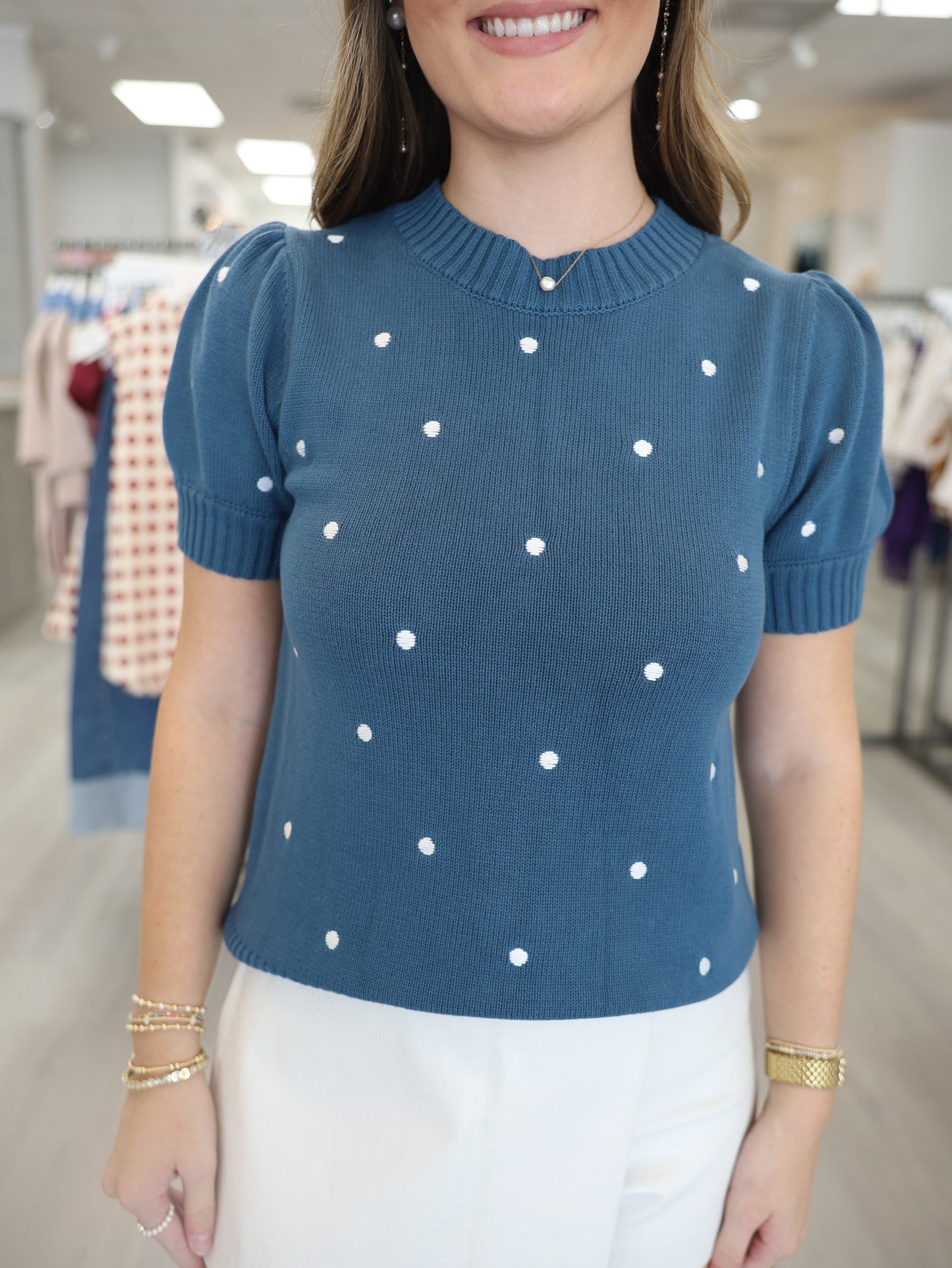Polka Dot Embroidered Sweater