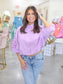 Milani Embroidered Cut Out Bubble Sleeve Blouse