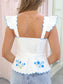 Elsie Embroidered Scallop Hemline Top