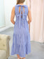 Poppy Striped Back Tie Midi Dress