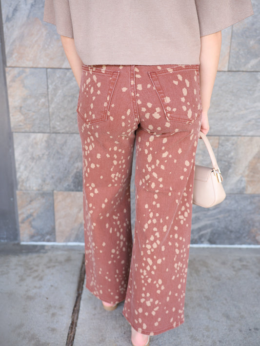 Deer Print Barrel Jeans