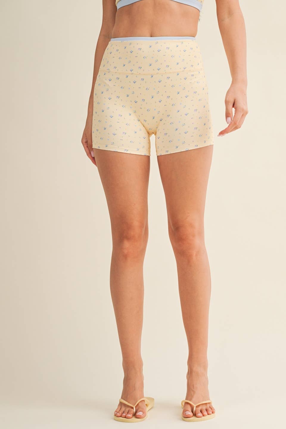 Ditsy Print Contrast Biker Shorts