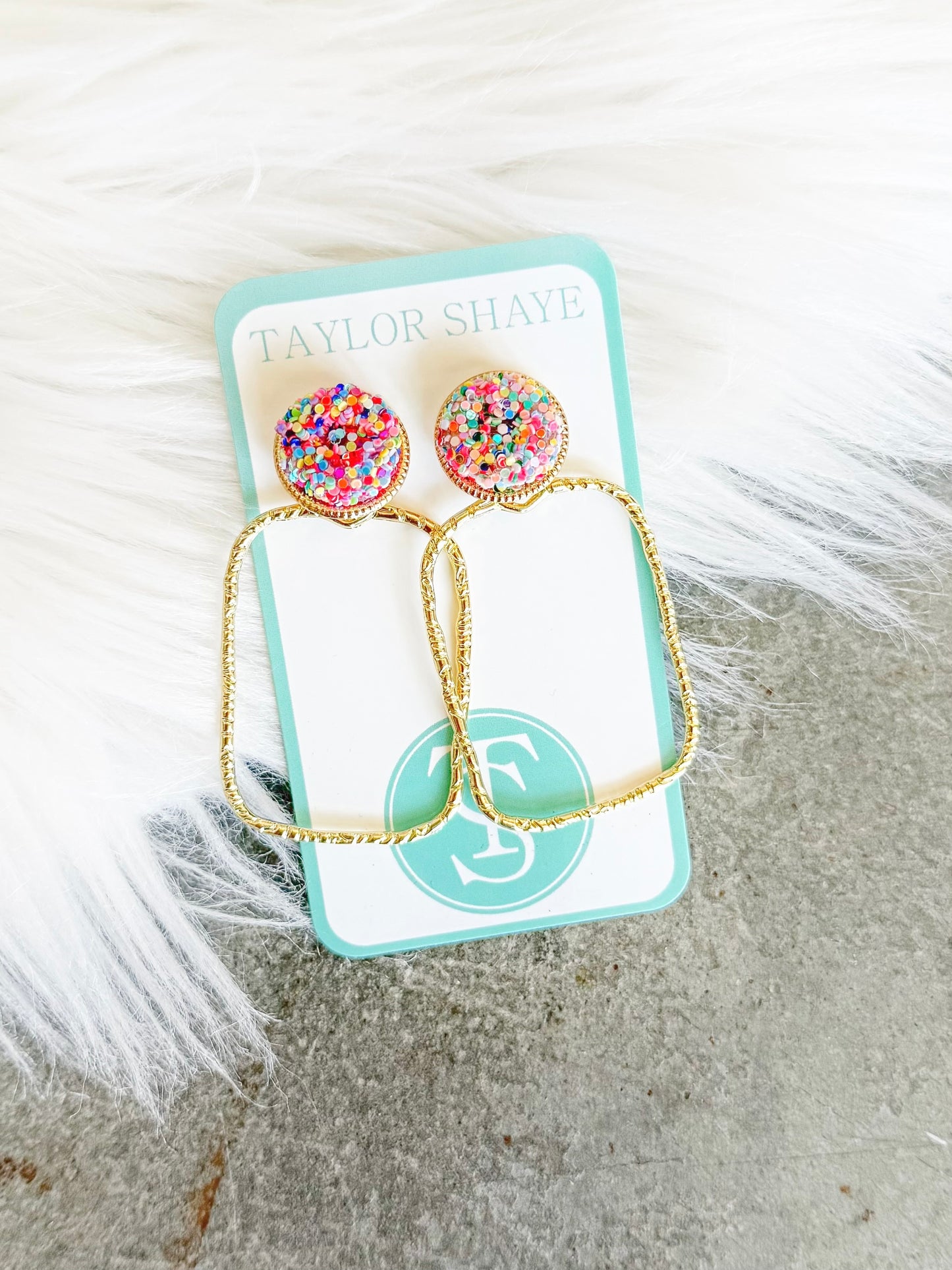 Glitter Top Rectangle Hoops