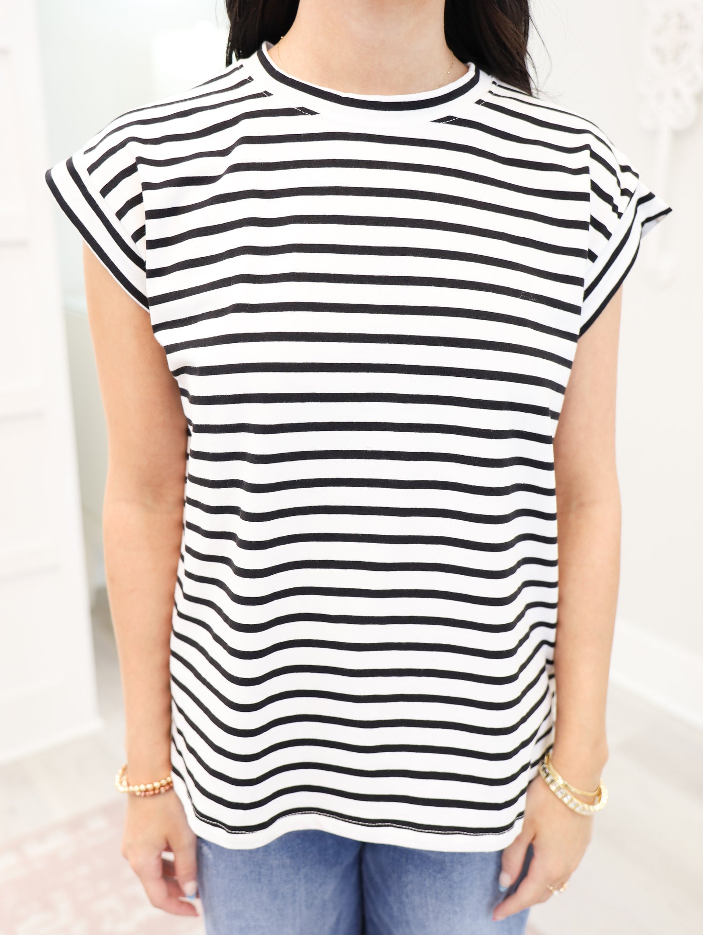Striped Cap Sleeve Top