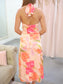Fifi Floral Halter Neck Midi Dress