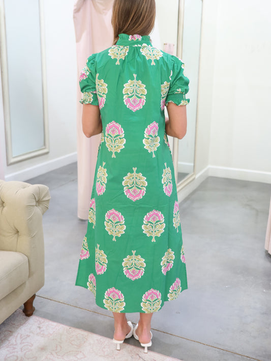 Parker Ruffle Collar Floral Midi Dress