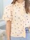 Carmen Polka Dot Ruffled Trim Top