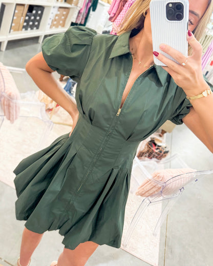 Zipper Front Bubble Dress