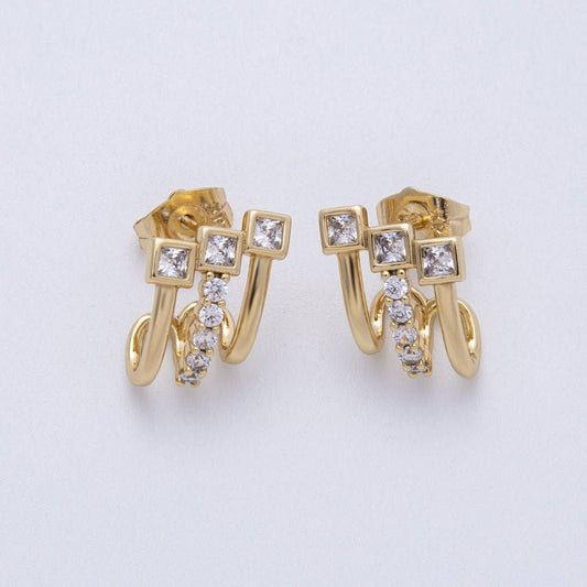 Square Claw Stud Earrings