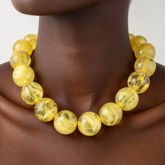 Chunky Marbled Bead Necklace