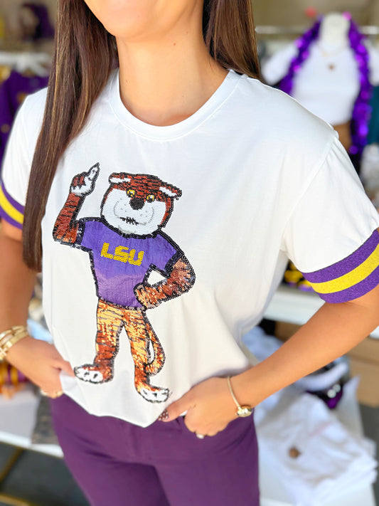 LSU Mike The Tiger Sequin Tee