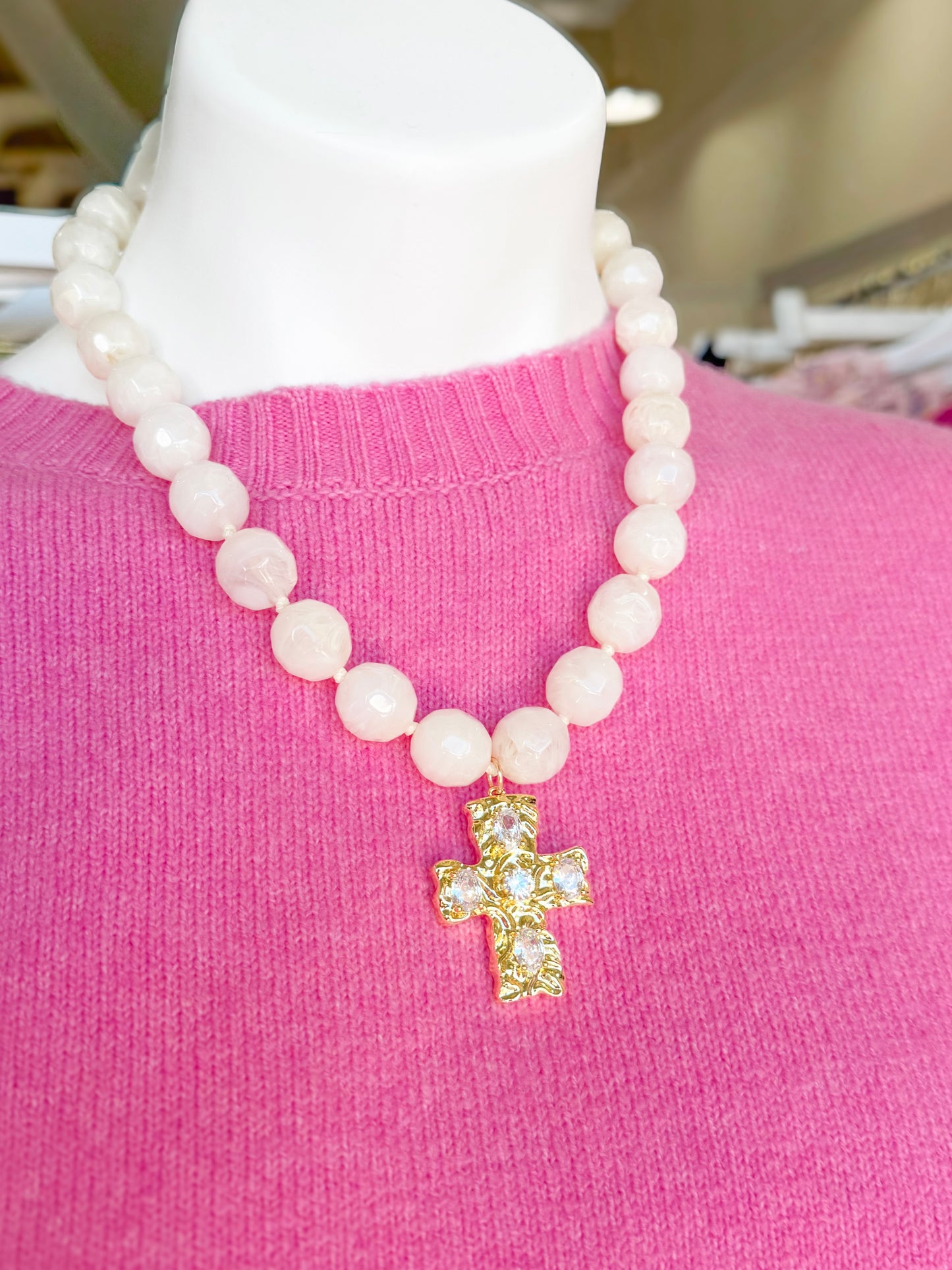 TS Oversized Beaded Charm Necklace