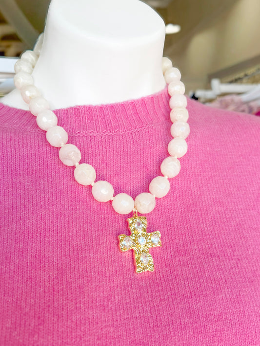 TS Oversized Beaded Charm Necklace