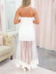 Sheer Skirt Panel Strapless Dress
