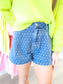 Polka Dot Pleated Denim Shorts
