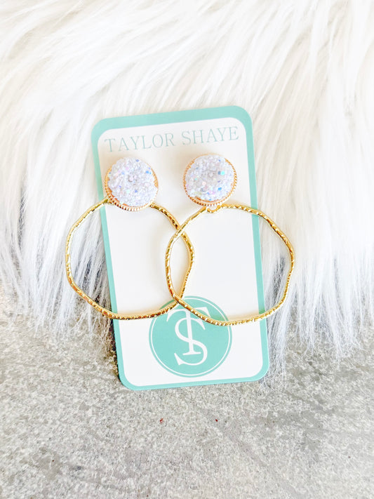 Glitter Top Round Hoops