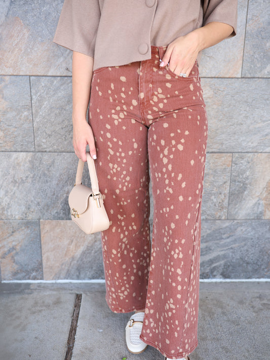 Deer Print Barrel Jeans