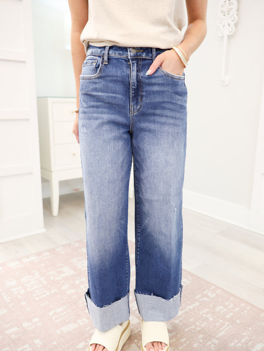 High Rise Crop Wide Leg With Cuff