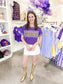 LSU Gingham Color Block Tee