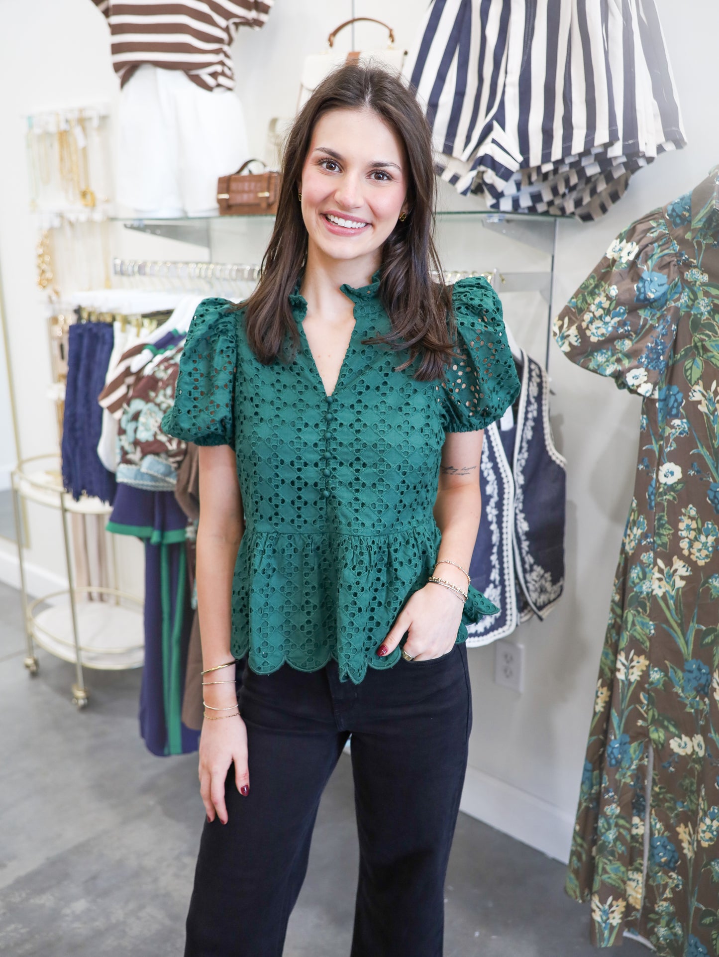Hazel Eyelet Puff Sleeve Blouse