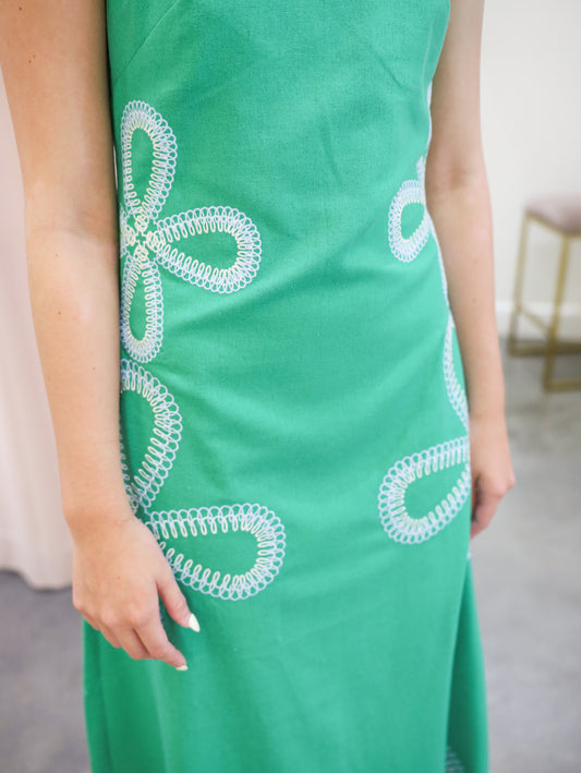 Arabella Embroidered Midi Dress