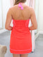 Halle Halter Neck Contrast Piping Mini Dress