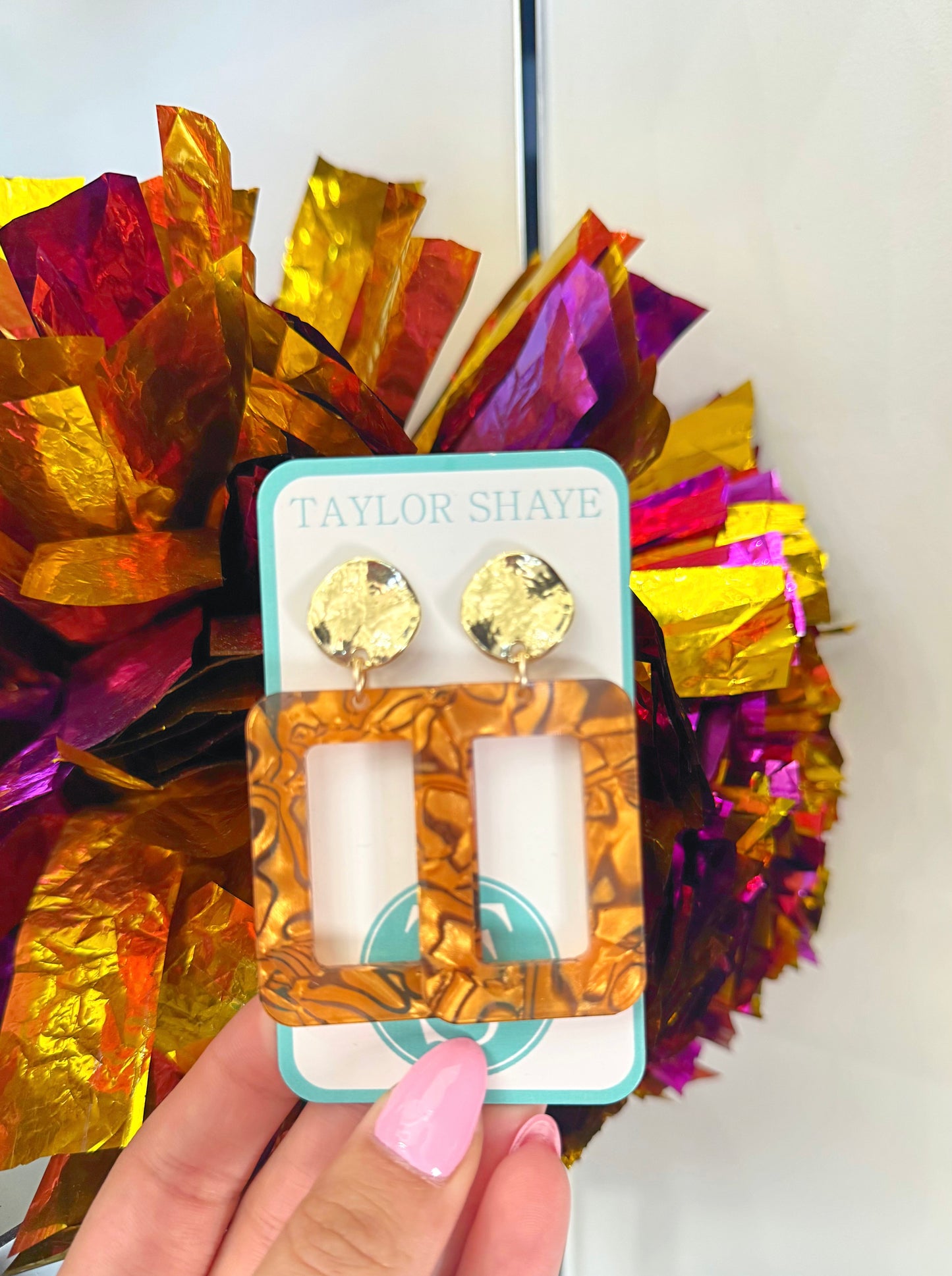 Tiger Print Square Drop Earrings