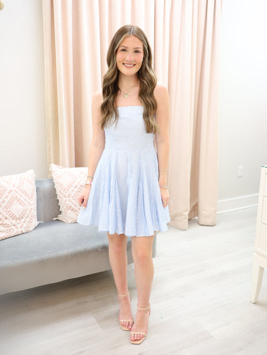 Textured Dot Strapless Dress
