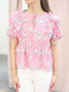 Lainey Tropical Print Ruffle Sleeve Top