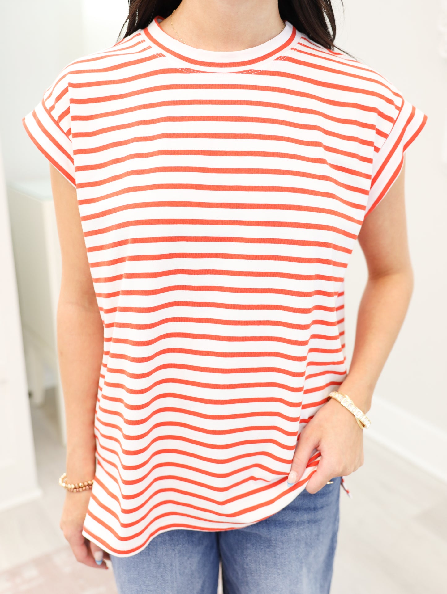 Striped Cap Sleeve Top