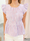 Jill Ruffle Sleeve Smocked Striped Top