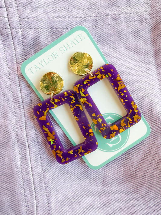 Gameday Confetti Rectangle Earrings
