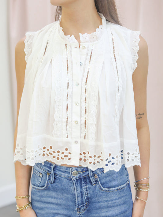 Eyelet Sleeveless Blouse