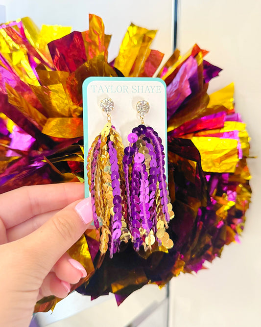 Sequin Tassel Gameday Earrings