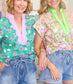 Lainey Contrast Neckline Floral Blouse