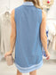 Split Neck Contrast Denim Dress
