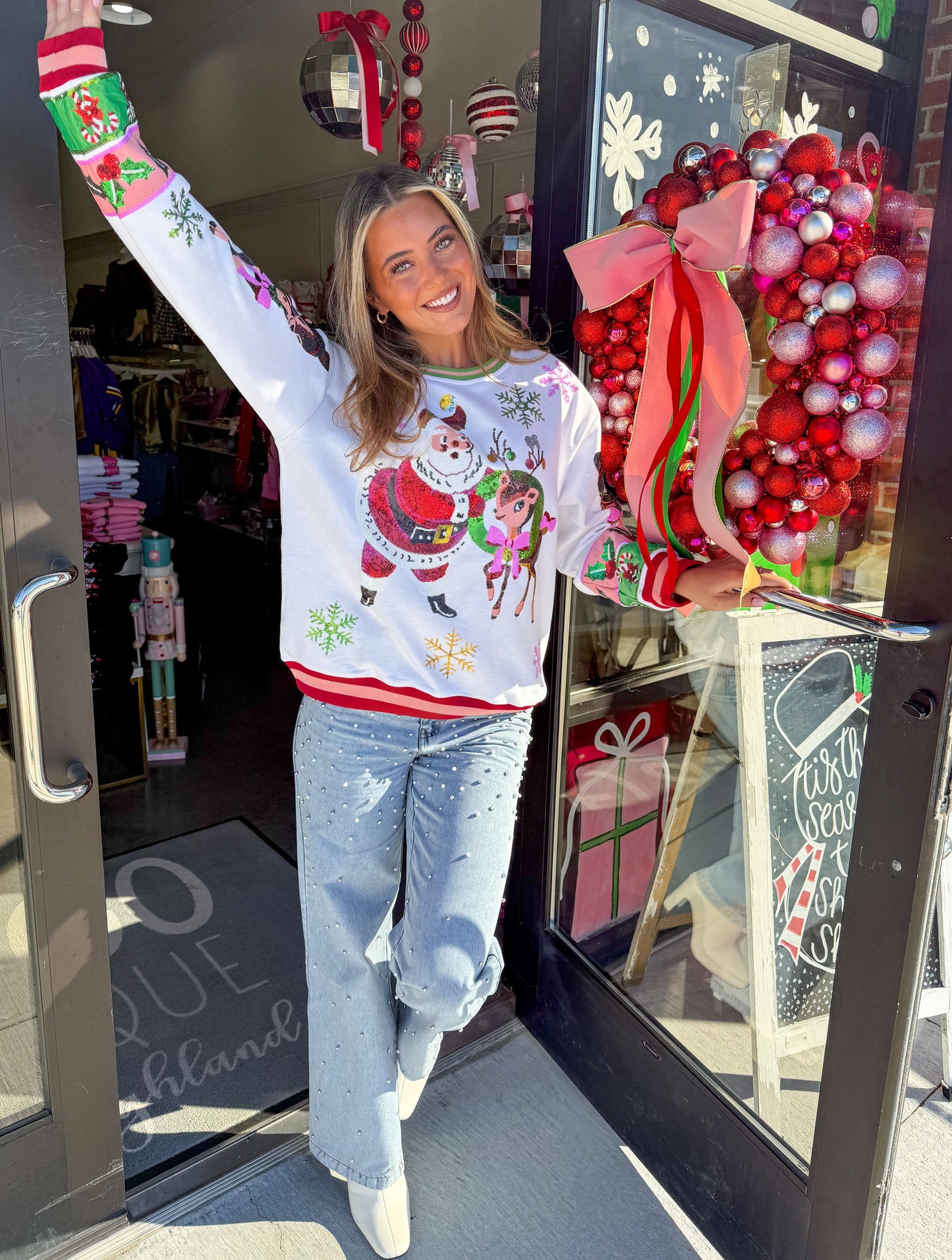 Retro Santa & Reindeer Sweatshirt