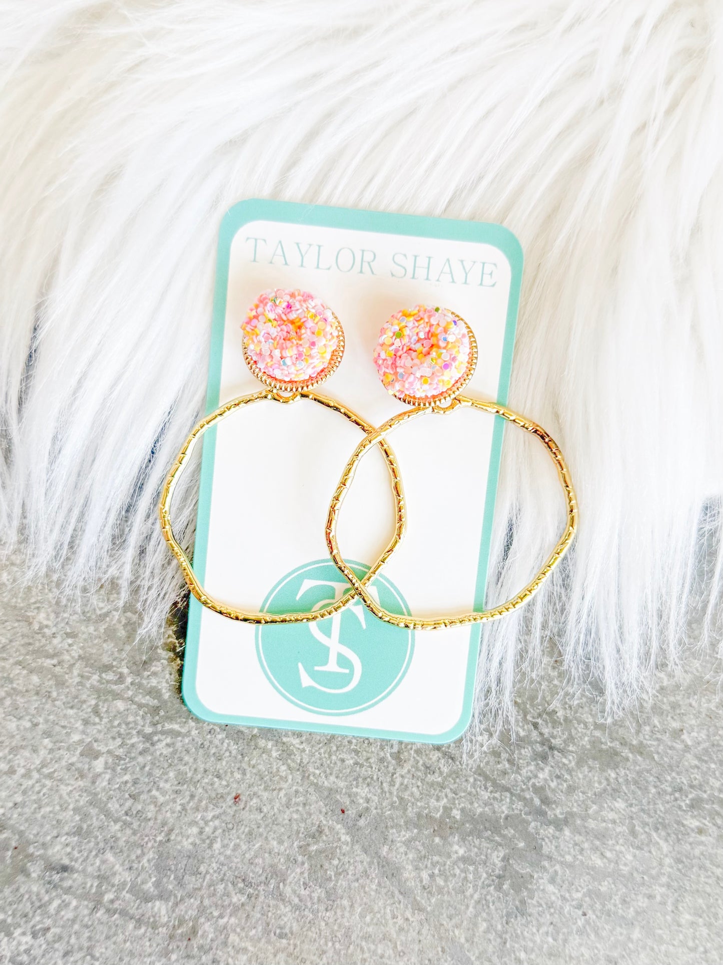 Glitter Top Round Hoops