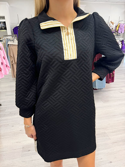 Women's dress, textured knit dress, comfortable dress, Mary square dress, long sleeve dress