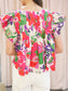 Miranda Floral Pintuck Front Tie Blouse