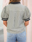 Ari Striped Contrast Binding Collared Top