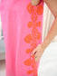 Medallion Embroidered Square Neck Shift Mini Dress