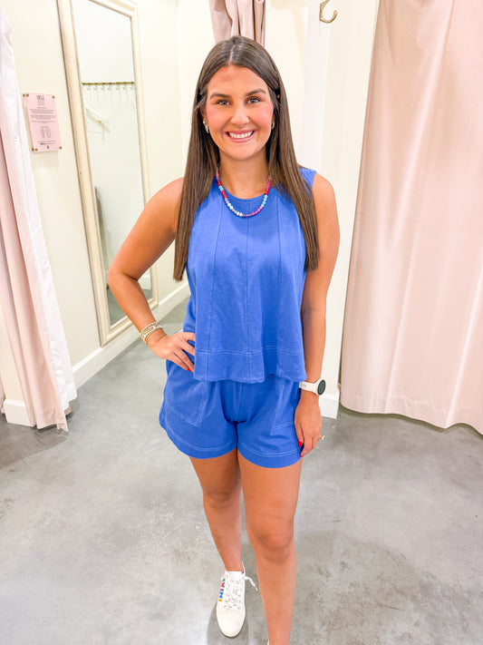 Carrie Contrast Stitch Top & Shorts Set