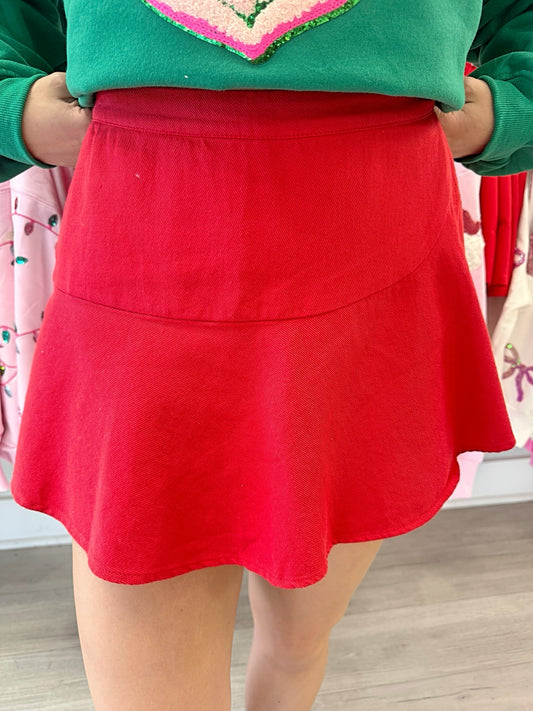 Wrap Front Denim Skirt