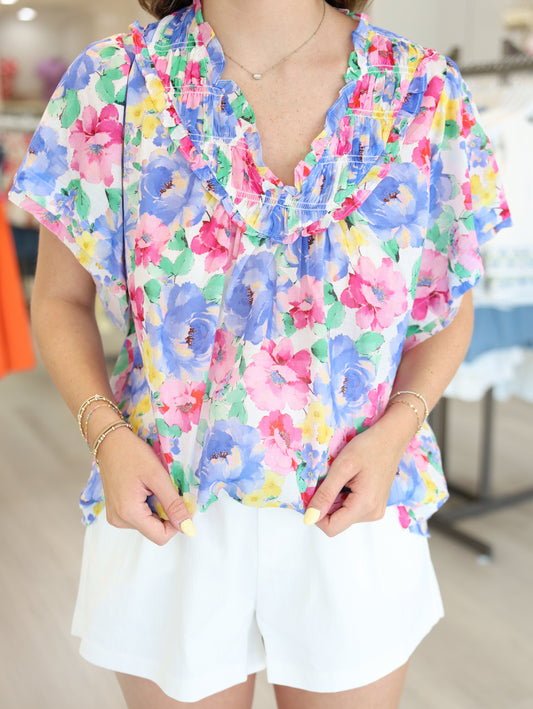 Vera Floral Short Sleeve Blouse