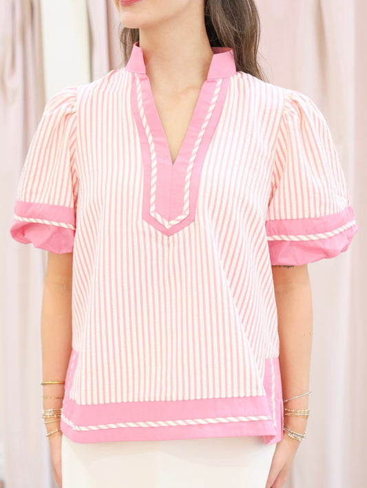 Haley Striped Puff Sleeve Top