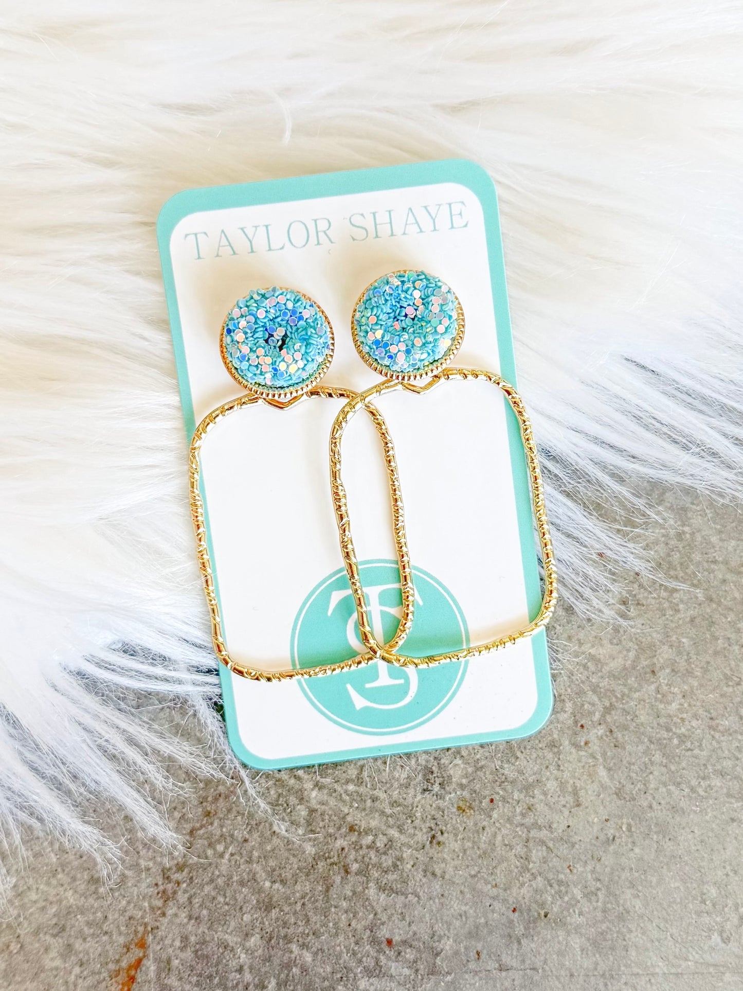 Glitter Top Rectangle Hoops