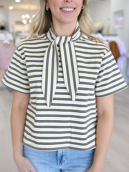 Krista Striped Scarf Top